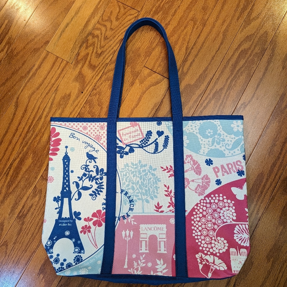 Lancome Paris Canvas Tote. Colorful. Lined.
